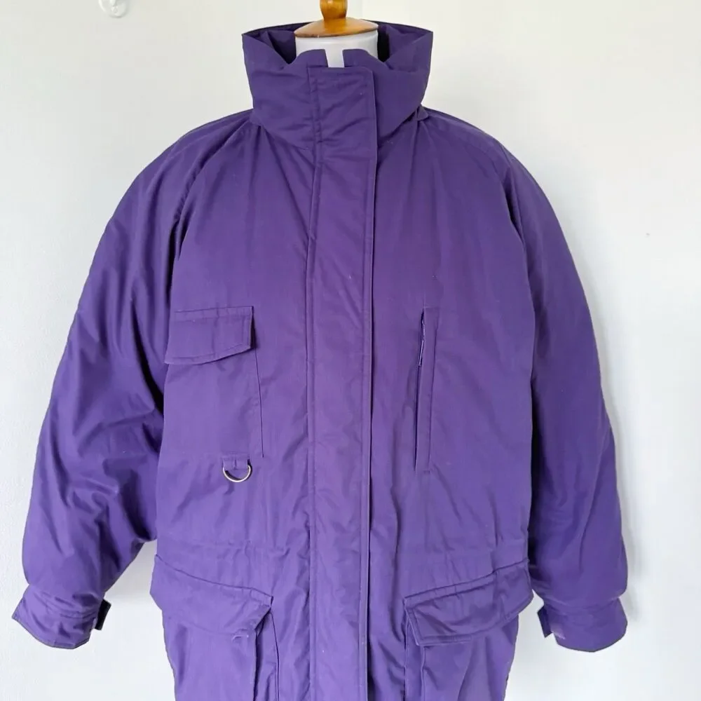 Vtg Eddie Bauer Goose Down Snowline Parka Coat Women's Sz XL Dark Purple Puffer